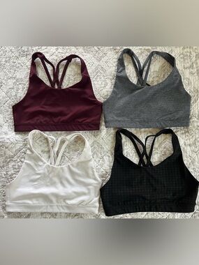 Old Navy Sports Bra 4-Pack in Burgundy, Gray, White, Black
